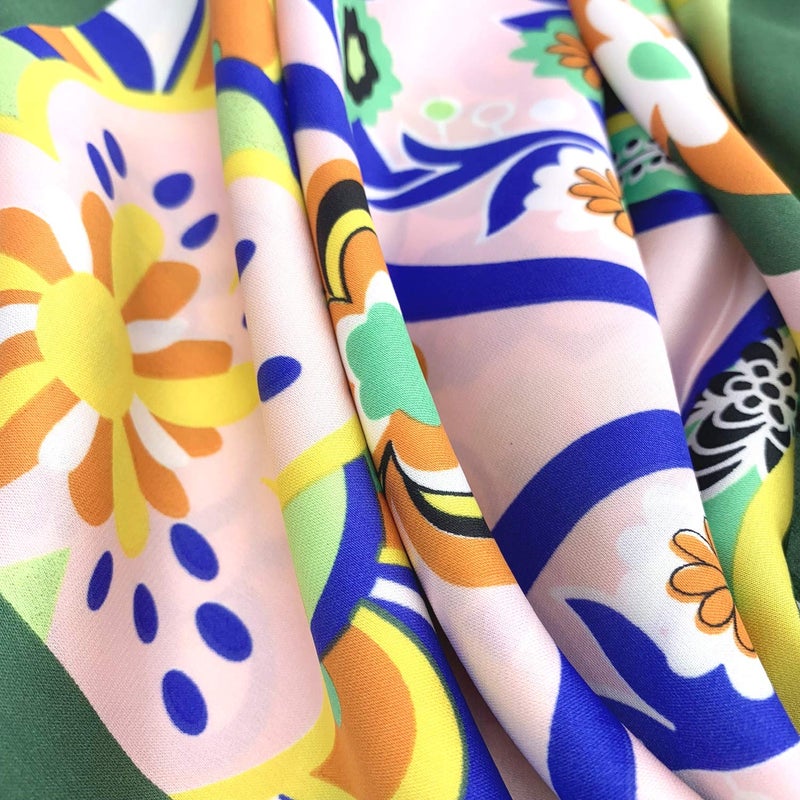 YOUR SMILE Silk Feeling Like Scarf Womenâ€™s Fashion Pattern Large Square Satin Headscarf Headdress 24''x24'',Colorful Flower - Image 4